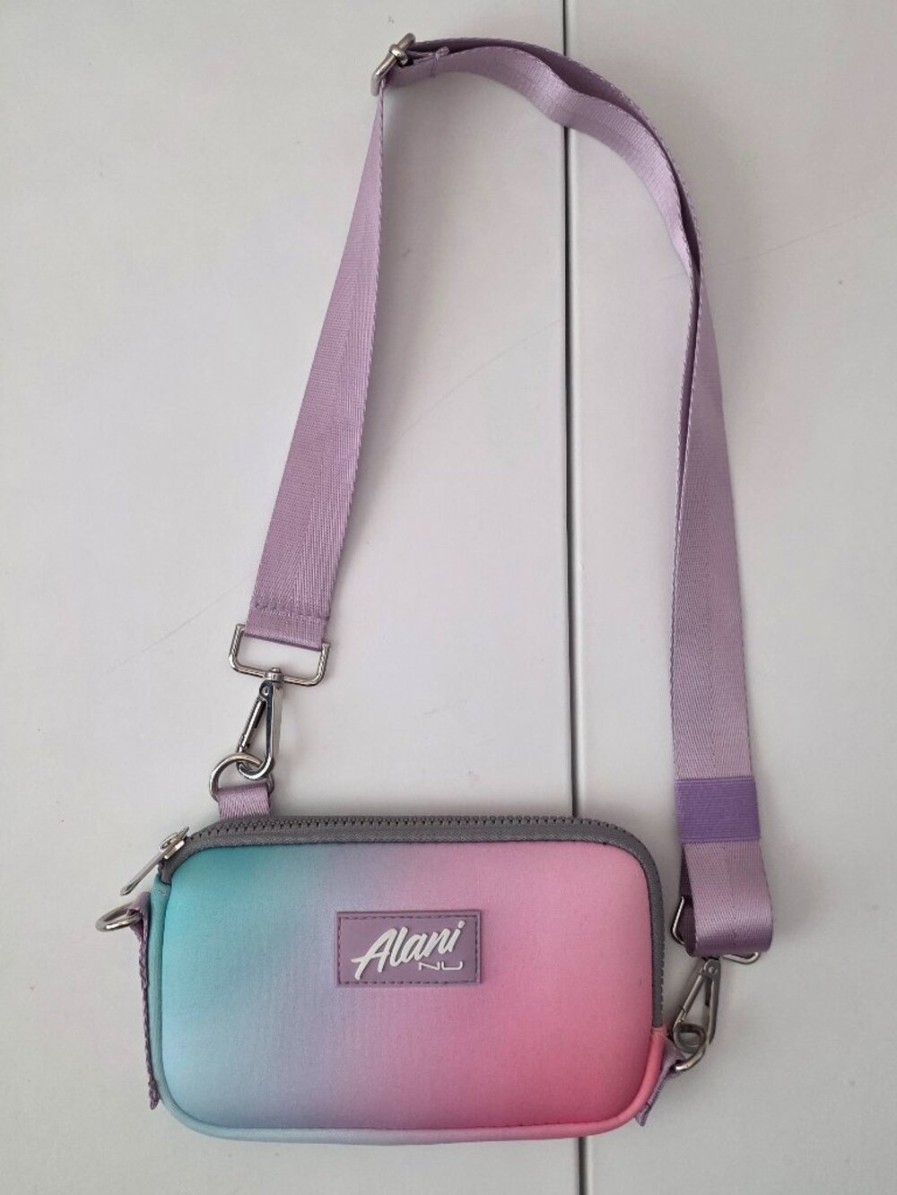 Alani Nu Crossbody Bag Neoprene Pink Teal Blue Tie Dye Ombre Limited Edition